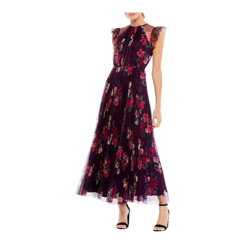 Mac Duggal Cap Sleeve Floral A-line Dress size 4 NWT